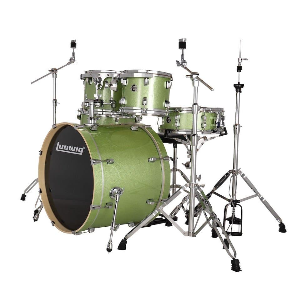 Ludwig Evolution 6pc Drum Set with Cymbals and Hardware Mint Green Sparkle