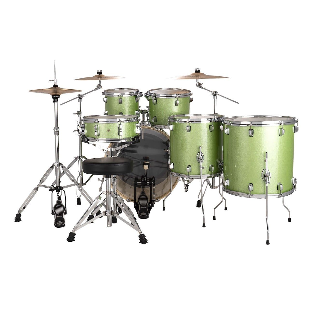 Ludwig Evolution 6pc Drum Set with Cymbals and Hardware Mint Green Sparkle