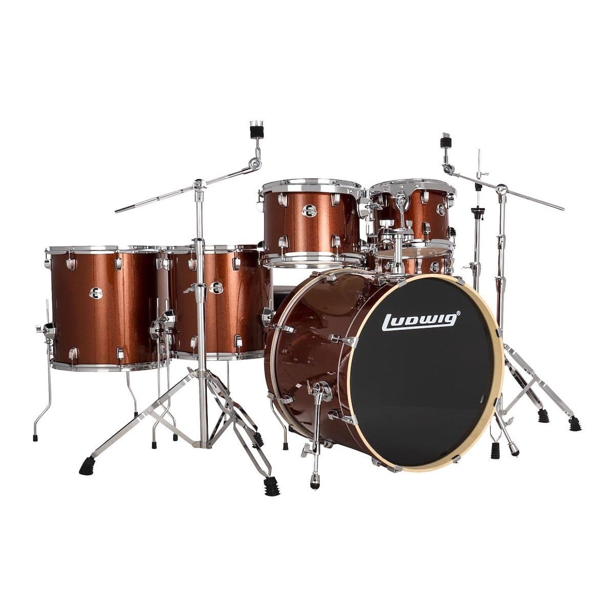 Ludwig Evolution 6pc Drum Set with Cymbals and Hardware Copper Sparkle