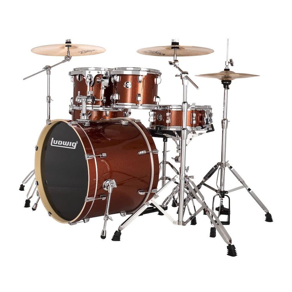Ludwig Evolution 6pc Drum Set with Cymbals and Hardware Copper Sparkle