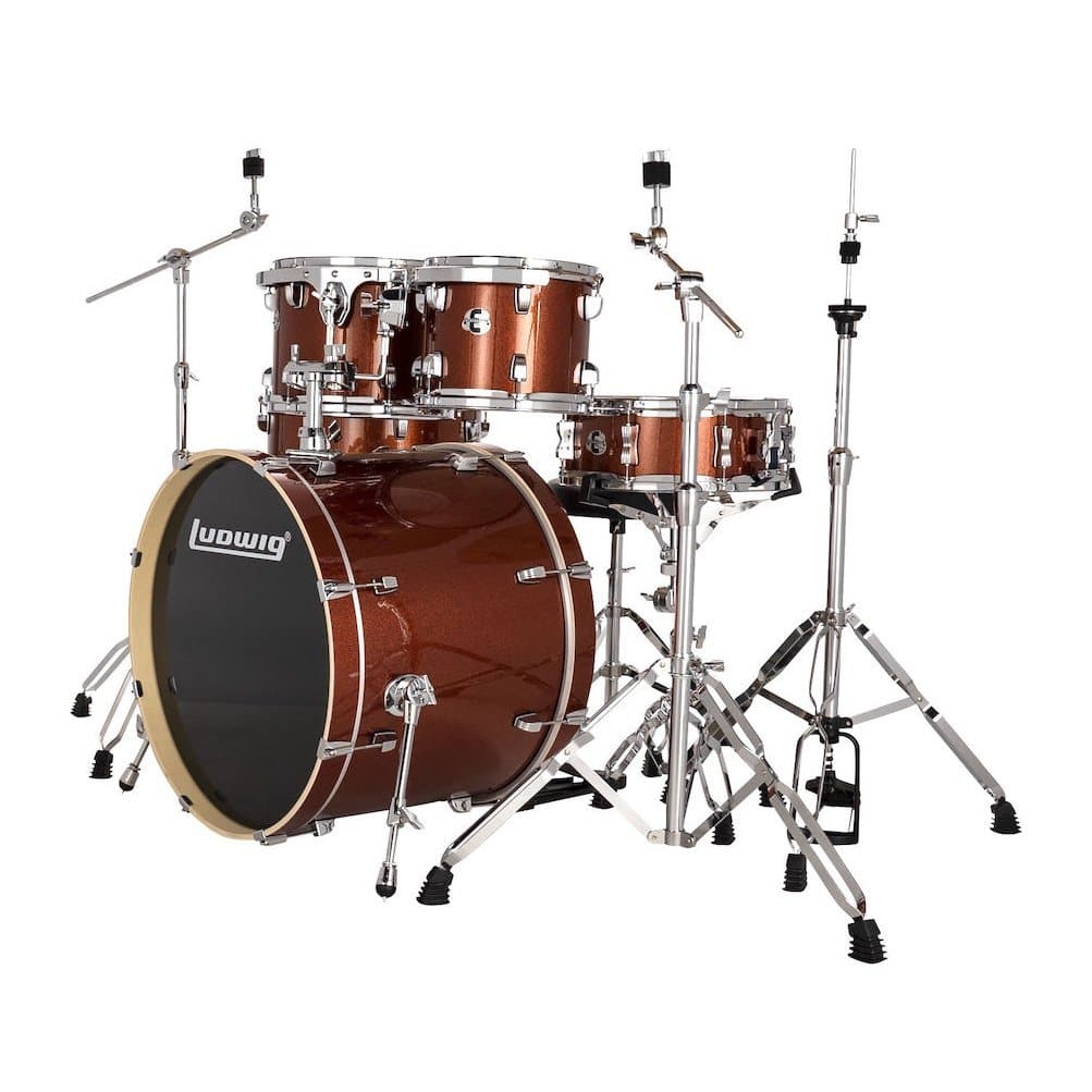 Ludwig Evolution 6pc Drum Set with Cymbals and Hardware Copper Sparkle