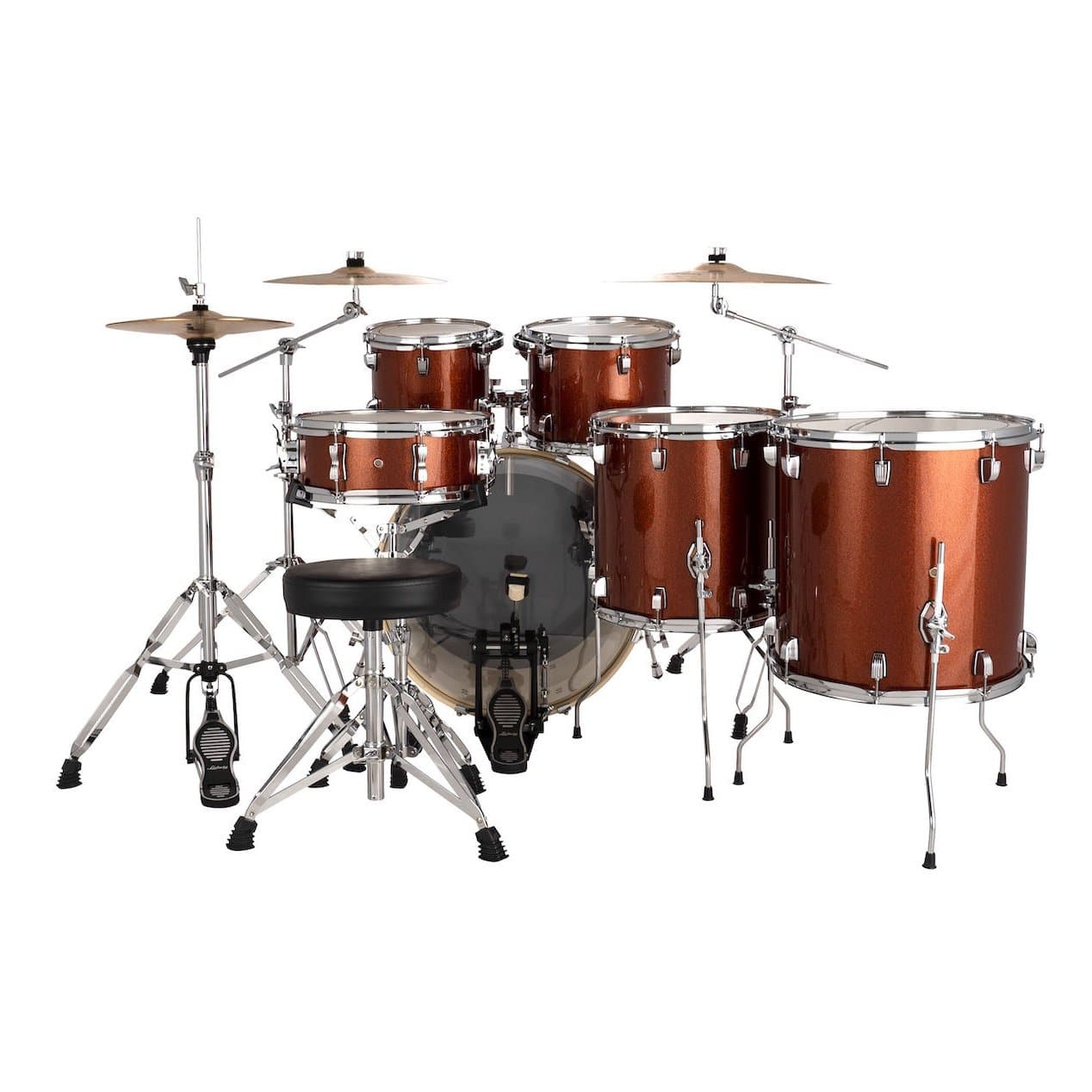 Ludwig Evolution 6pc Drum Set with Cymbals and Hardware Copper Sparkle