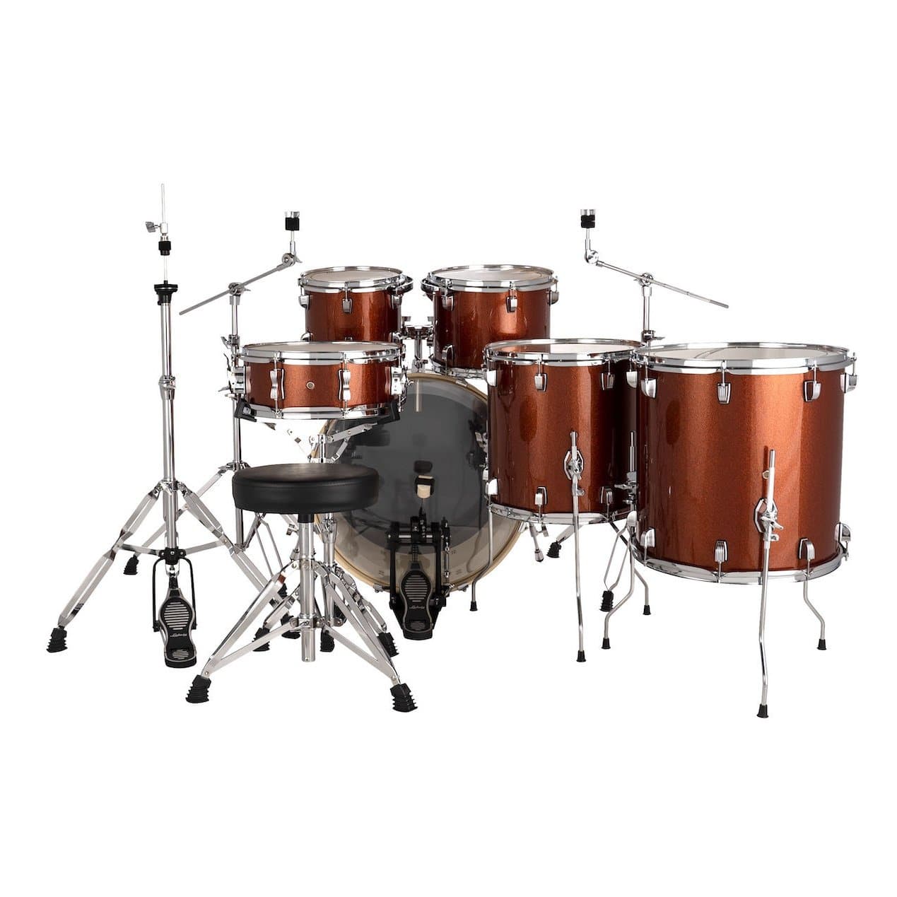 Ludwig Evolution 6pc Drum Set with Cymbals and Hardware Copper Sparkle