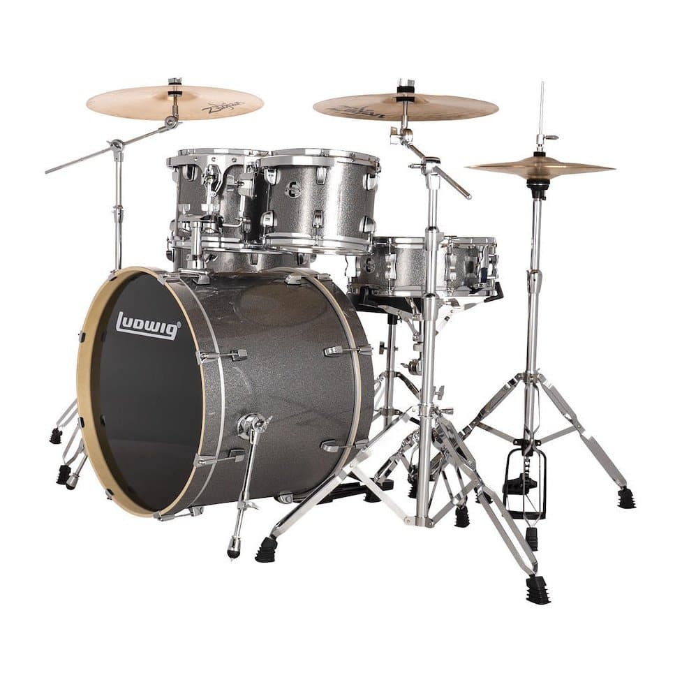 Ludwig Evolution 6pc Drum Set with Cymbals and Hardware Platinum Sparkle