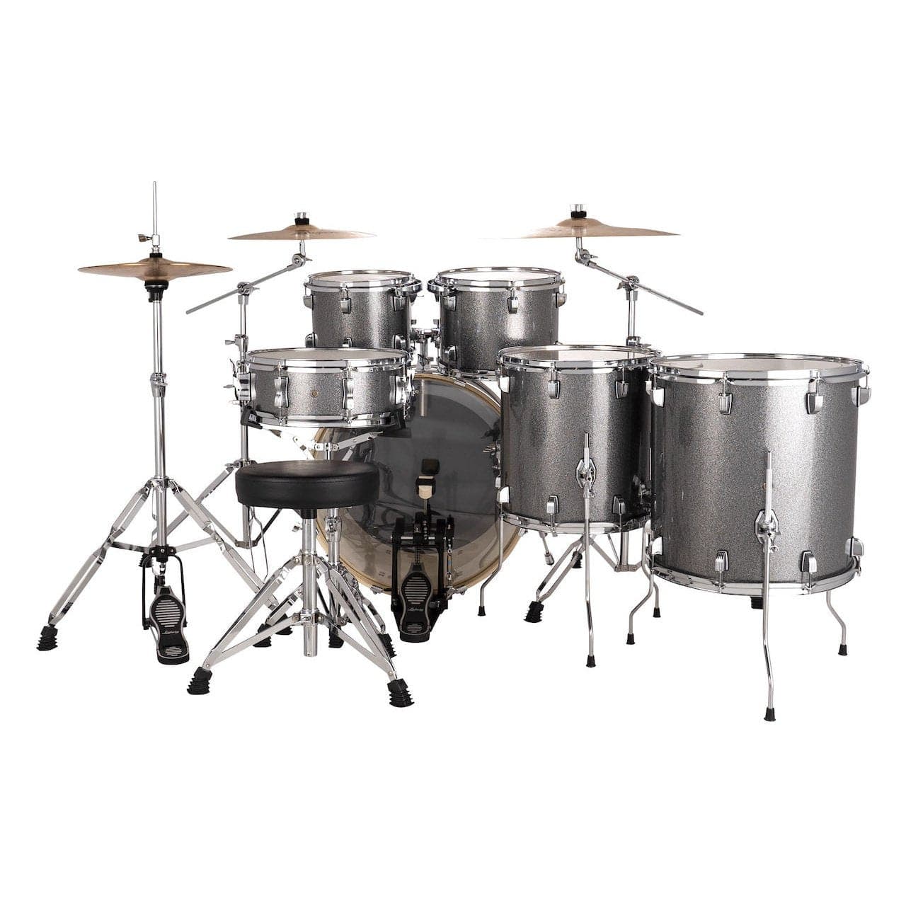 Ludwig Evolution 6pc Drum Set with Cymbals and Hardware Platinum Sparkle