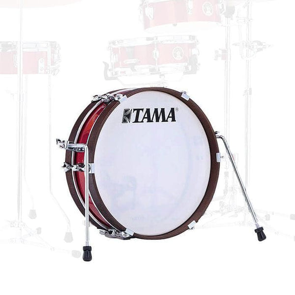 TAMA Club Jam Pancake Bassdrum - 45,72 x 10,72 cm in verbrand rode mest met chroom hardware (LJKB18H3-BRM TAMA Club Jam Pancake Bassdrum - 45,72 x 10,72 cm in verbrand rode mest met chroom hardware (LJKB18H3-BRM