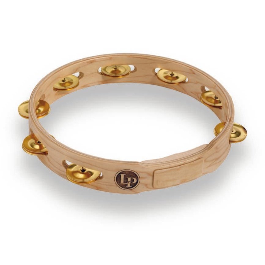 Latin Percussion LP381-B LP Accent 10" Single Row Wood Tambourine with Brass Jingles