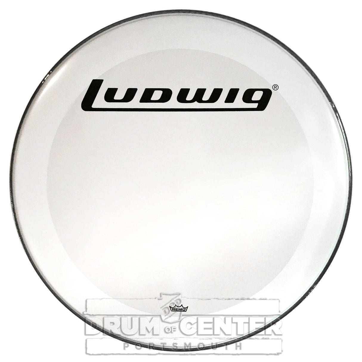 Ludwig Bass Drum Logo Head : 22" Powerstroke 3 Smooth White w/ Block Logo