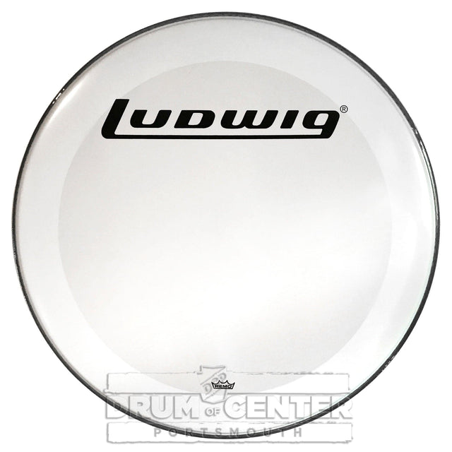 Ludwig Bass Drum Logo Head : 22" Powerstroke 3 Smooth White w/ Block Logo