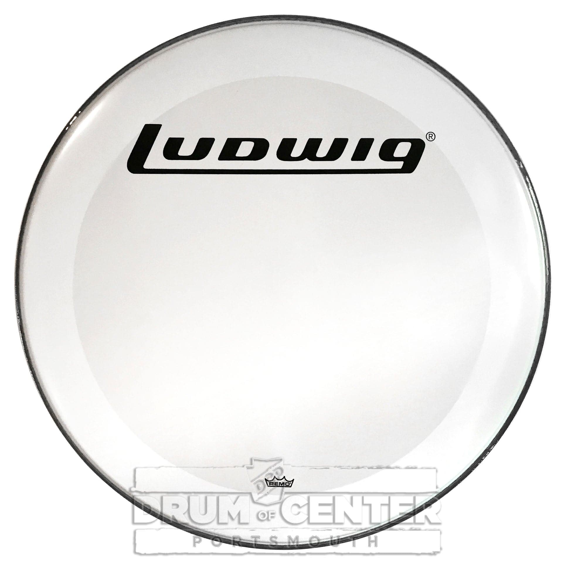 Ludwig Bass Drum Logo Head : 24" Powerstroke 3 Smooth White w/Block Logo