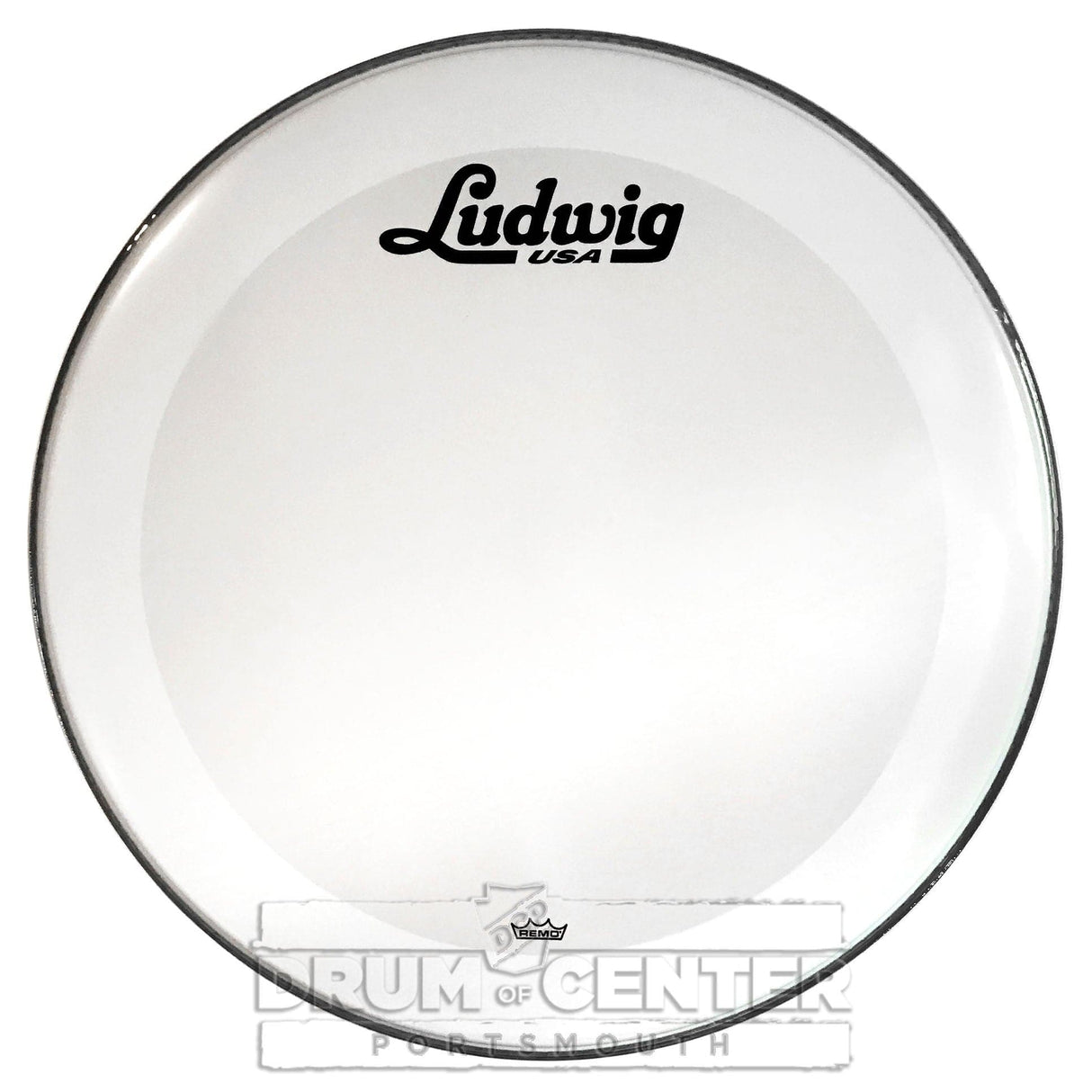 Ludwig Bass Drum Logo Head : 20" Powerstroke 3 Smooth White w/ Script Logo