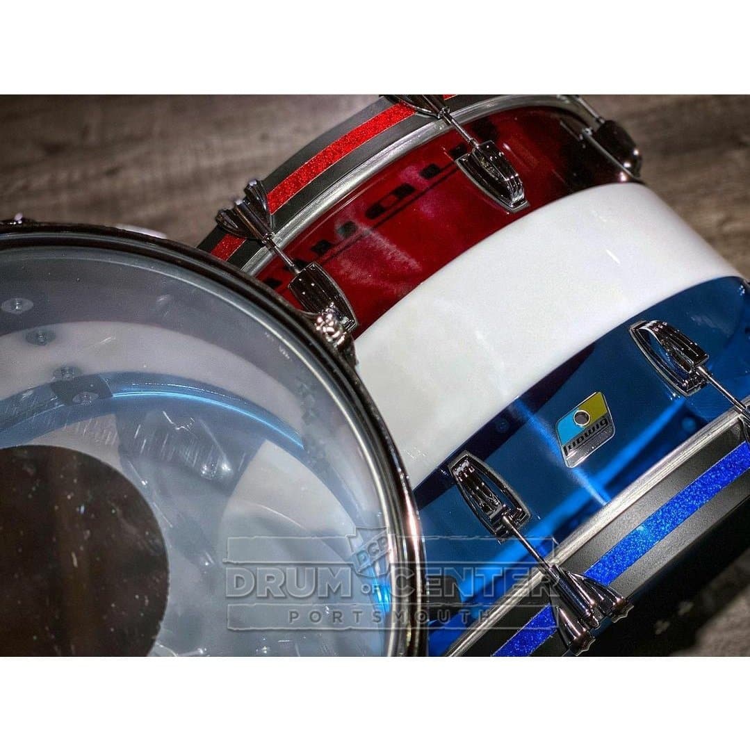 Ludwig Vistalite 3pc FAB Drum Set 50th Anniversary Red/White/Blue