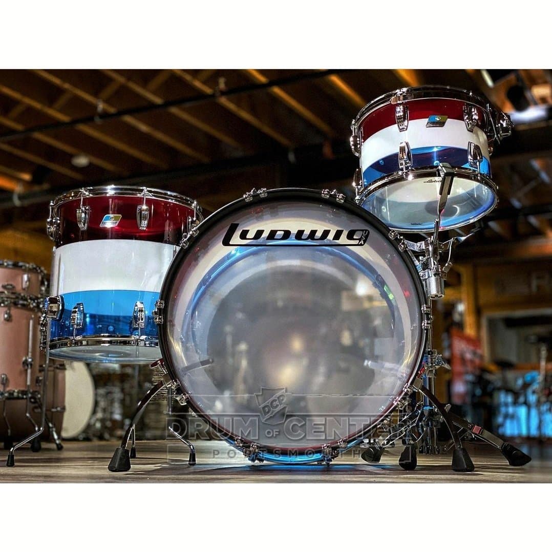 Ludwig Vistalite 3pc FAB Drum Set 50th Anniversary Red/White/Blue