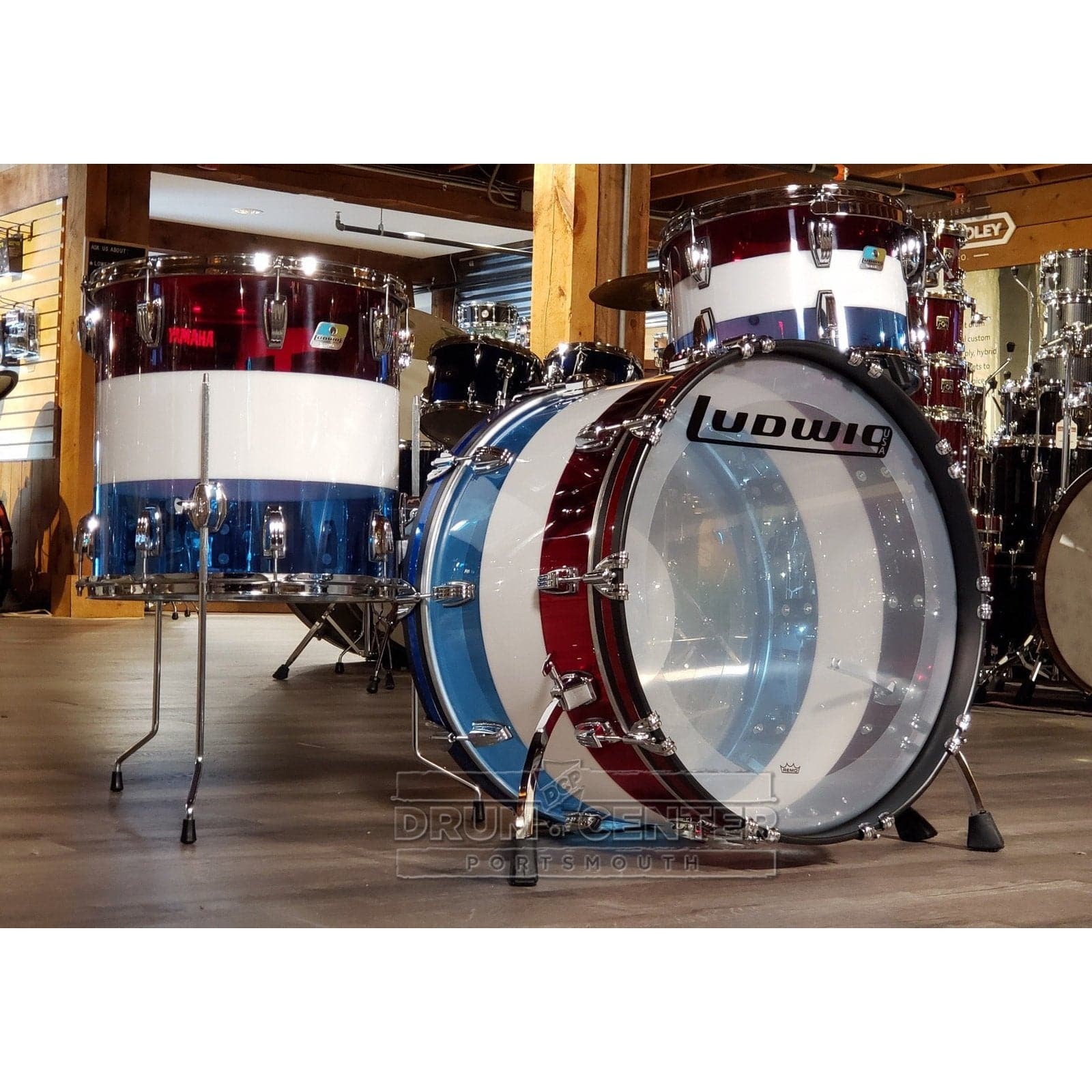 Ludwig Vistalite 3pc FAB Drum Set 50th Anniversary Red/White/Blue