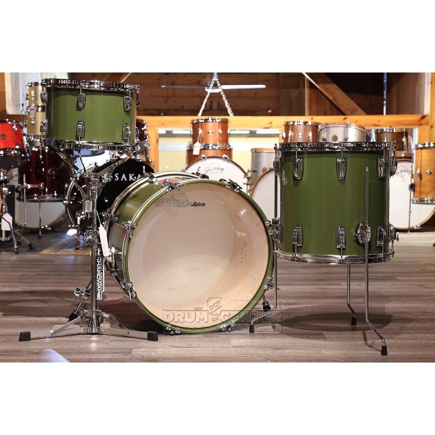 Ludwig Classic Maple 3pc Downbeat Drum Set Heritage Green