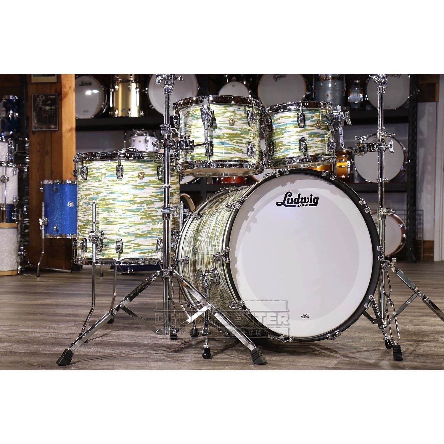 Ludwig Classic Maple Mod Drum Set Blue/Olive Oyster Pearl