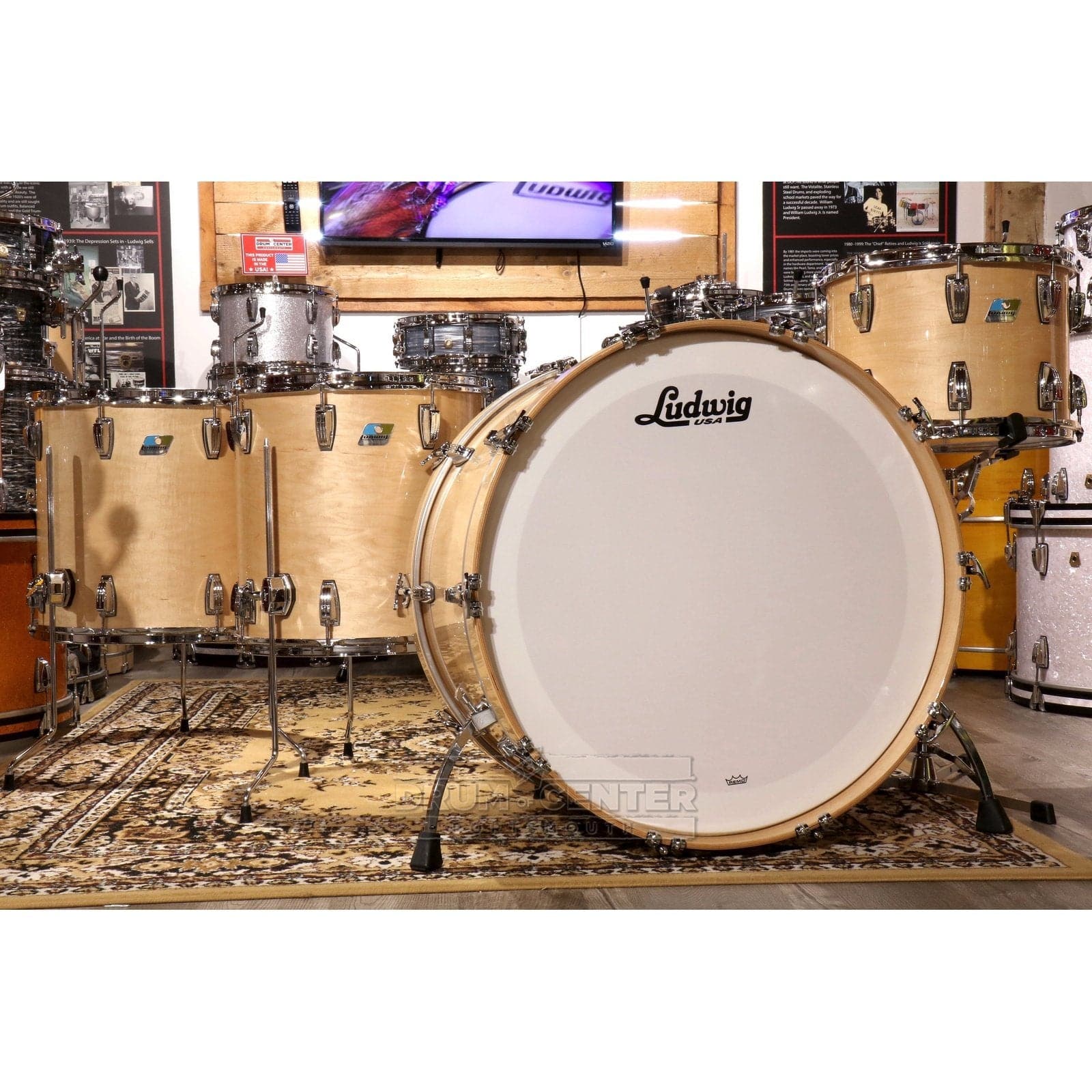 Ludwig Classic Maple 4pc Bonham Drum Set Natural Maple Gloss