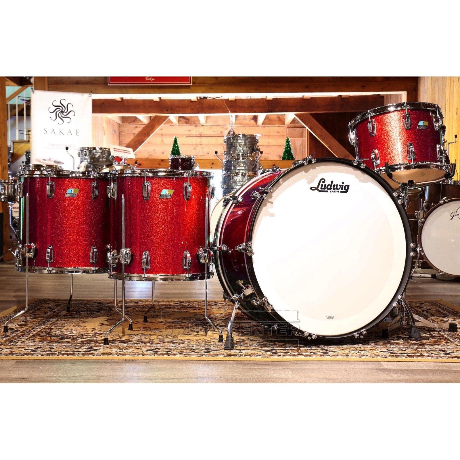 Ludwig red store sparkle drum kit