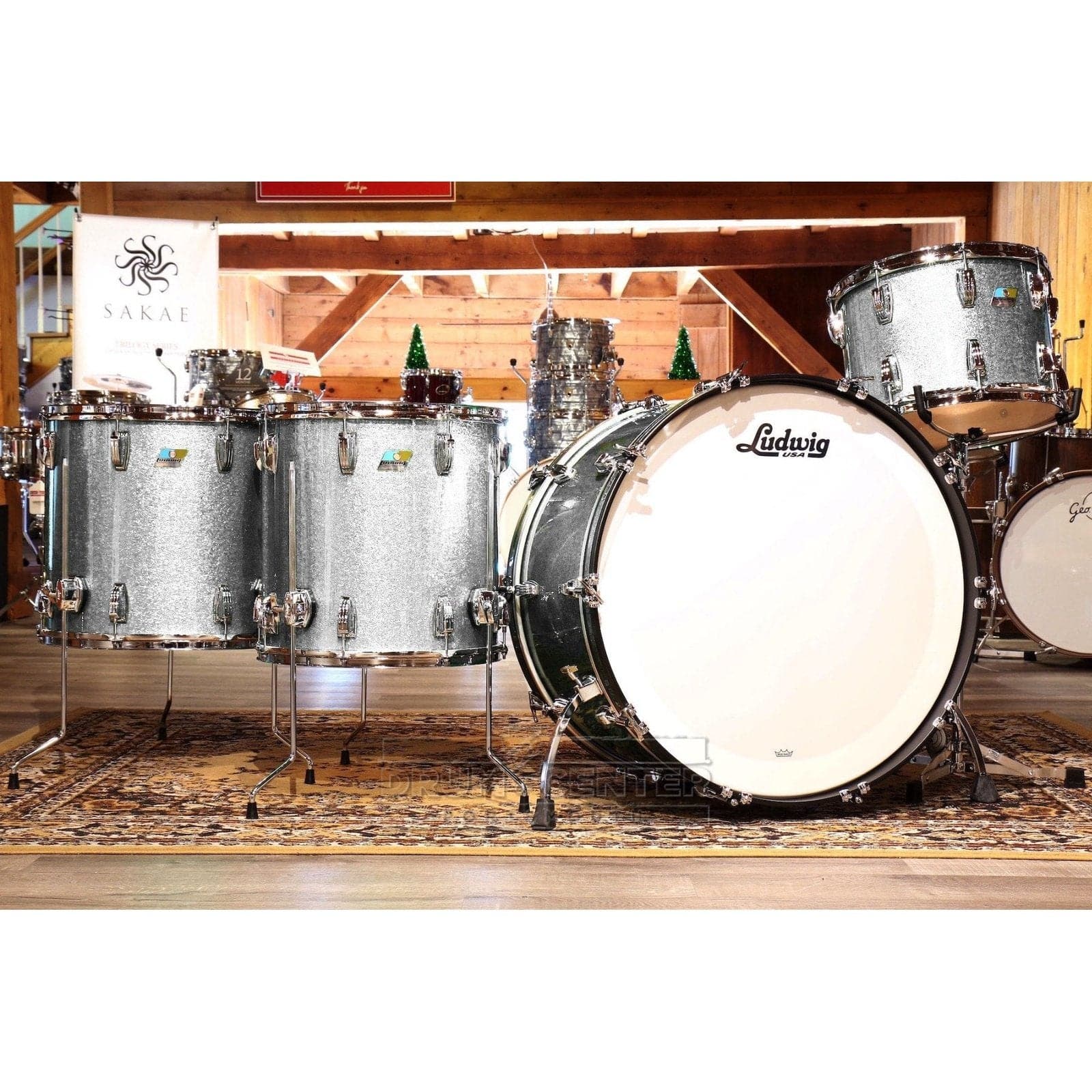 Ludwig Classic Maple 4pc Bonham Drum Set Silver Sparkle