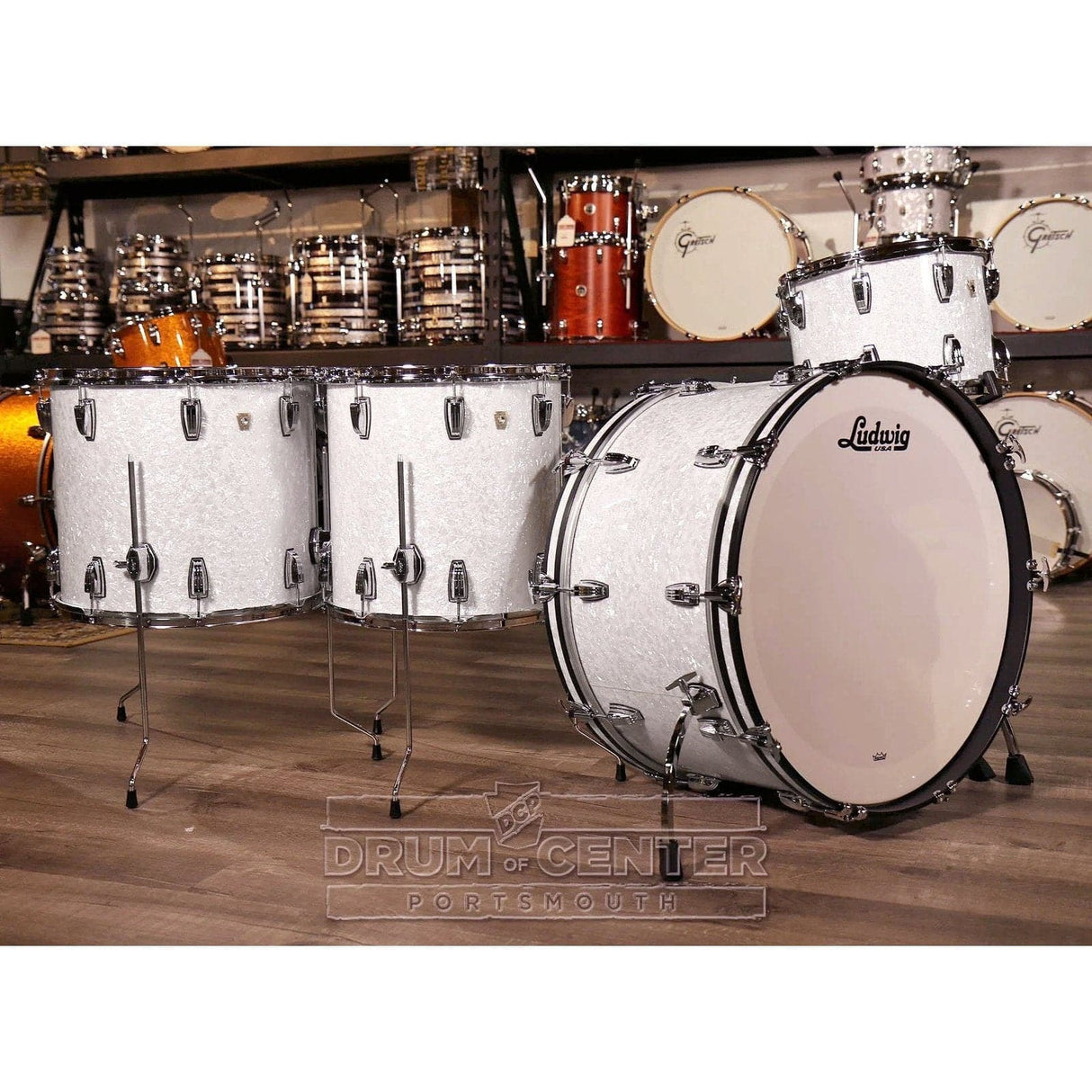 Ludwig Classic Maple 4pc Bonham Drum Set White Marine Pearl