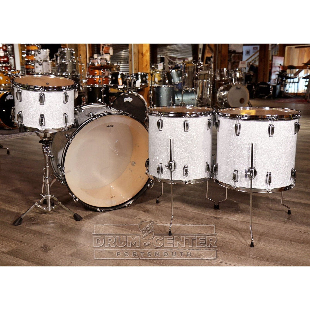 Ludwig Classic Maple 4pc Bonham Drum Set White Marine Pearl
