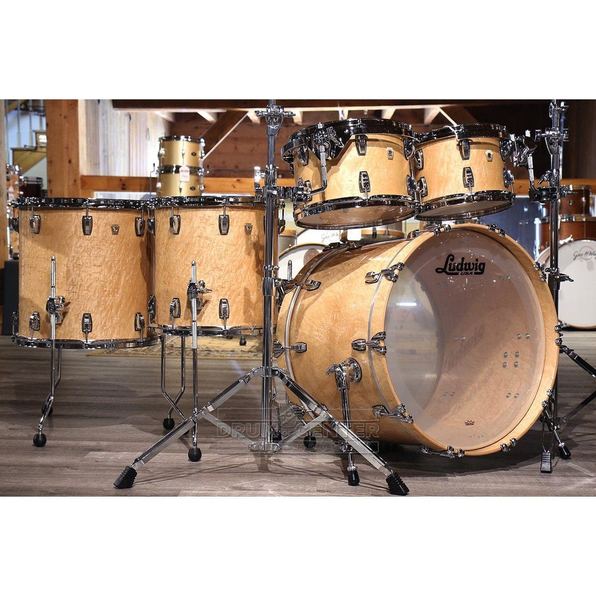 Ludwig Classic Maple Aged Exotic 5pc 2 Up/2 Down Drum Set Birdseye Maple