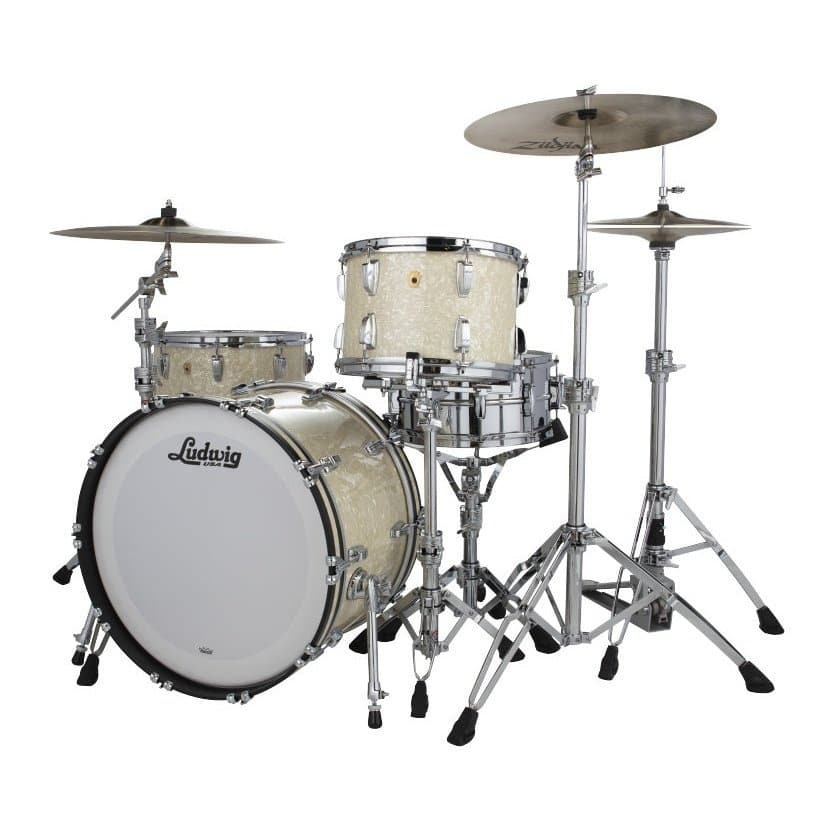 Ludwig Legacy Mahogany Fab Drum Set - Vintage White Marine