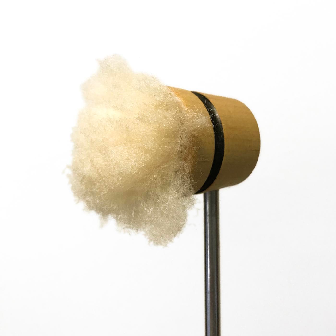 Low Boy Bass Drum Beaters - Lightweight Puff Daddy, Natural with Black Stripe