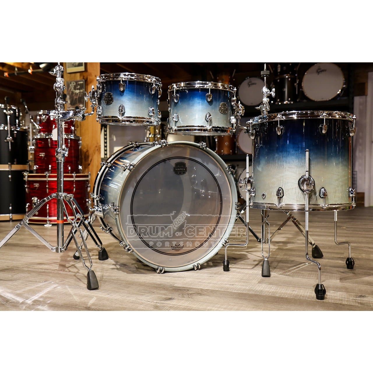 Mapex Saturn Rock 4pc Drum Set w/o Snare Teal Blue Fade