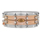 Pearl Music City Custom Solid Ash 14x5 Snare Drum - Natural With Kingwood Inlay