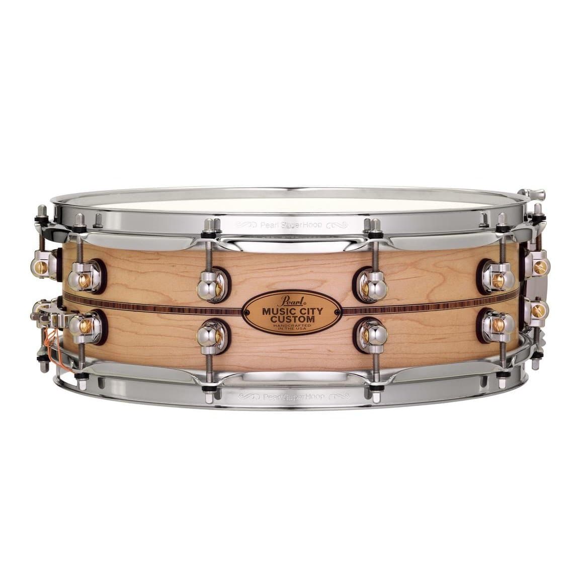 Pearl Music City Custom Solid Maple 14x5 Snare Drum - Natural With Kingwood Inlay