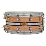 Pearl Music City Custom Solid Maple 14x6.5 Snare Drum - Natural With Duoband Ebony Marine Inlay