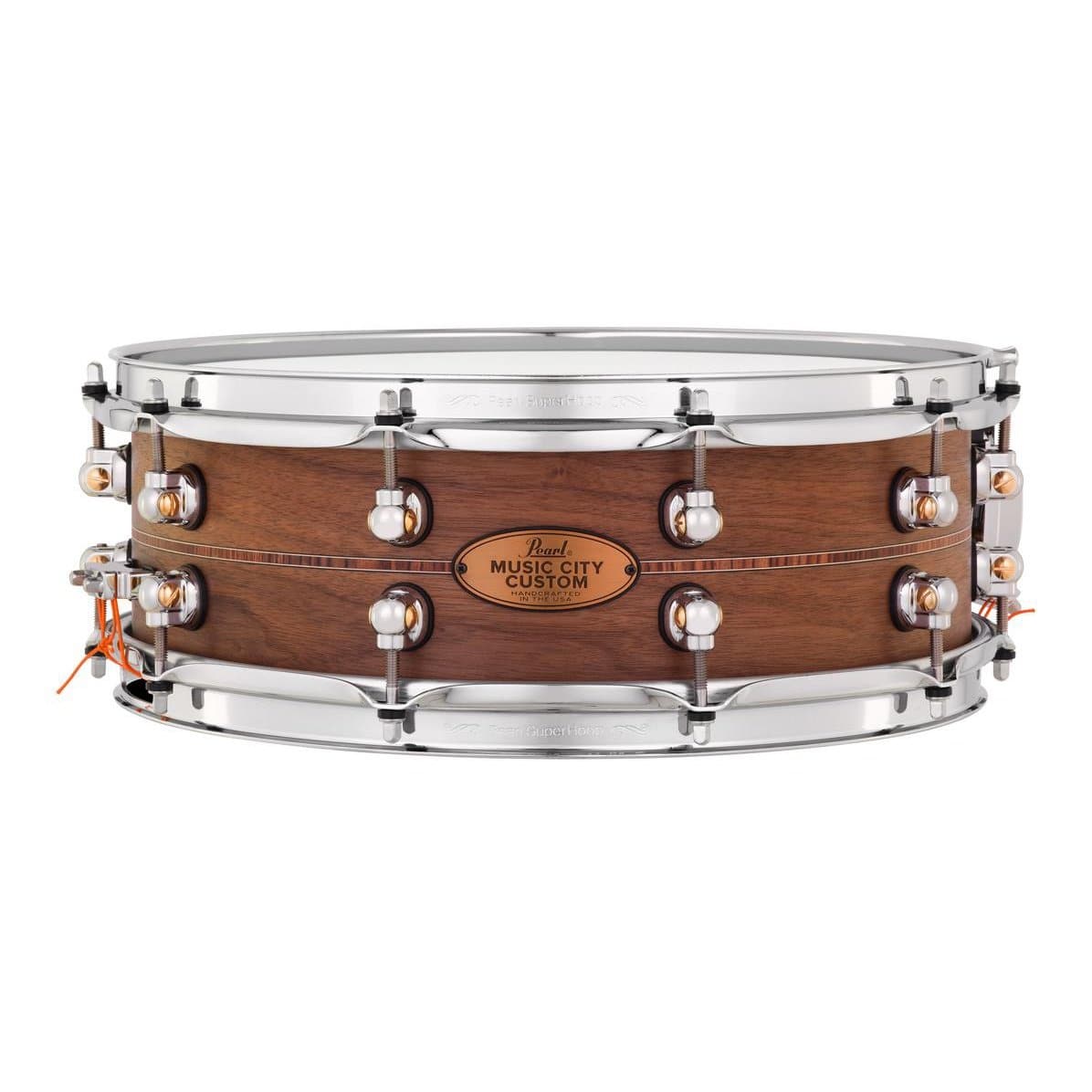 Pearl Music City Custom Solid Walnut 14x5 Snare Drum - Natural With Kingwood Inlay