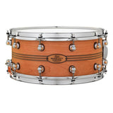 Pearl Music City Custom Solid Cherry 14x6.5 Snare Drum - Natural With Boxwood-Rose Triband Inlay