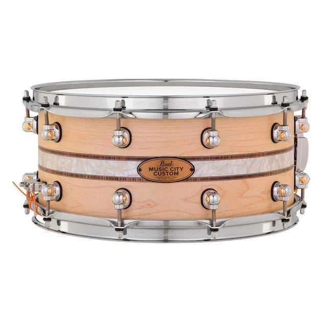 Pearl Music City Custom Solid Maple 14x6.5 Snare Drum - Natural With Kingwood Royal Inlay