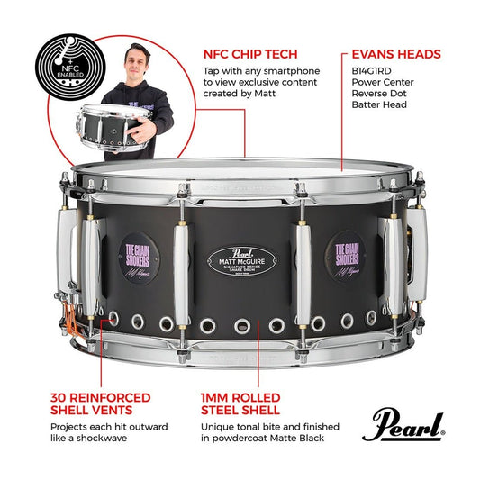 Pearl Matt Mcguire Tour Edition Signature Snare Drum 14x6.5