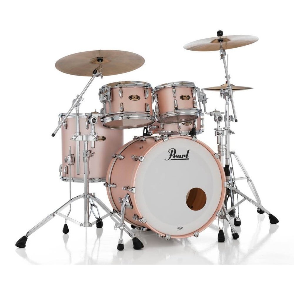 Pearl Masters Maple/Gum 4pc Drum Set w/22x16BD w/L-Bracket R2 Mounts Satin Rose Gold