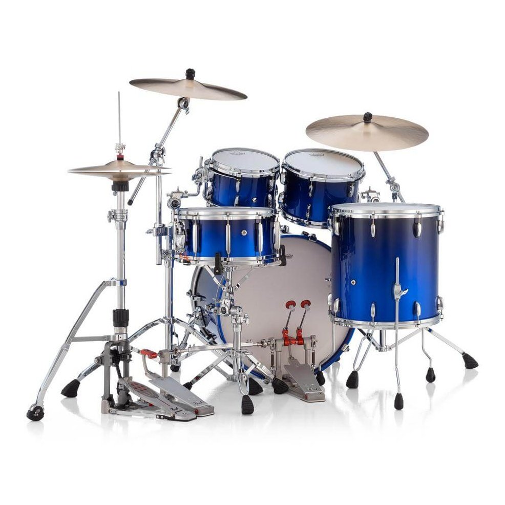 Pearl Masters Maple Pure 4pc Drum Set w/22x16BD w/L-Bracket R2 Mounts Kobalt Blue Fade Metallic