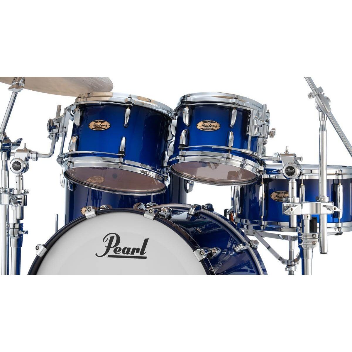 Pearl Masters Maple Pure 4pc Drum Set w/22x16BD w/L-Bracket R2 Mounts Kobalt Blue Fade Metallic