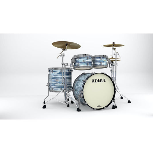 Tama Starclassic Maple 4pc Drum Set w/ 22bd, Smoked Black Nickel hw - Blue & White Oyster