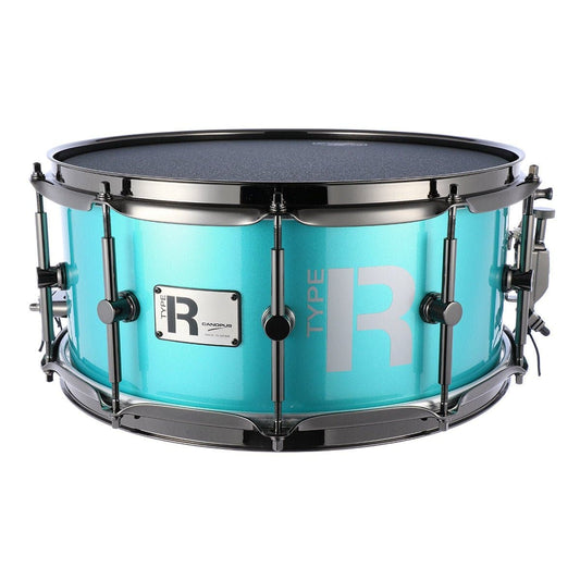 Canopus Type-R Maple Snare Drum 14x6.5 Turquoise Metallic w/ Black Hw