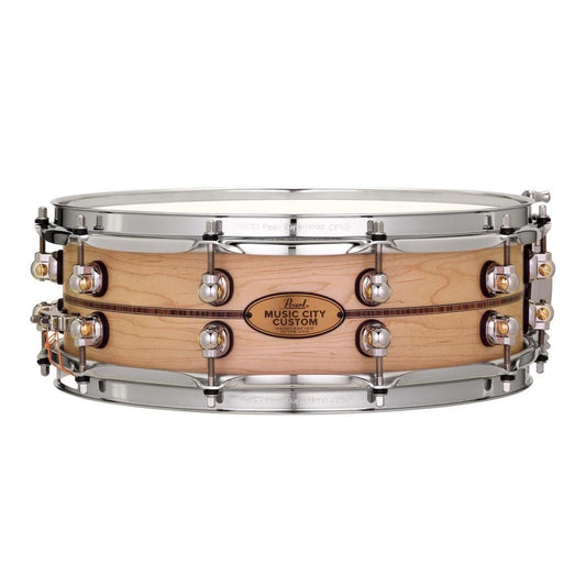 Pearl Music City Custom Solid Maple Snare Drum 14x6.5 Natural w/Kingwood Inlay