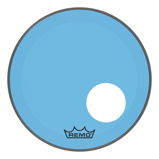 Remo Powerstroke P3 Colortone Blue 18 Inch Bass Drum Head w/5" Offset Hole