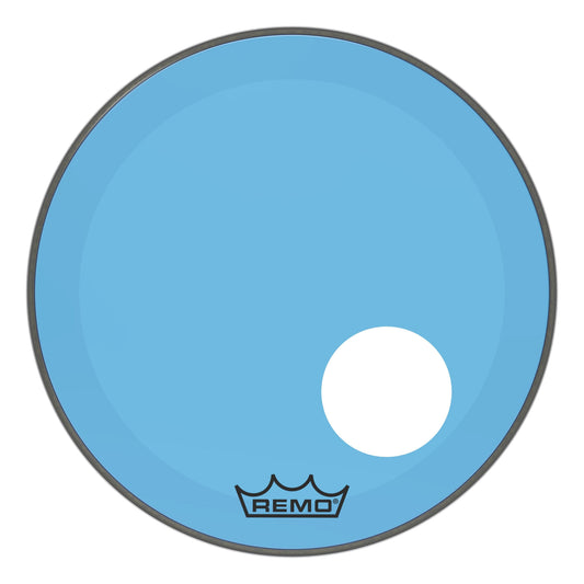 Remo Powerstroke P3 Colortone Blue 20 Inch Bass Drum Head w/5" Offset Hole