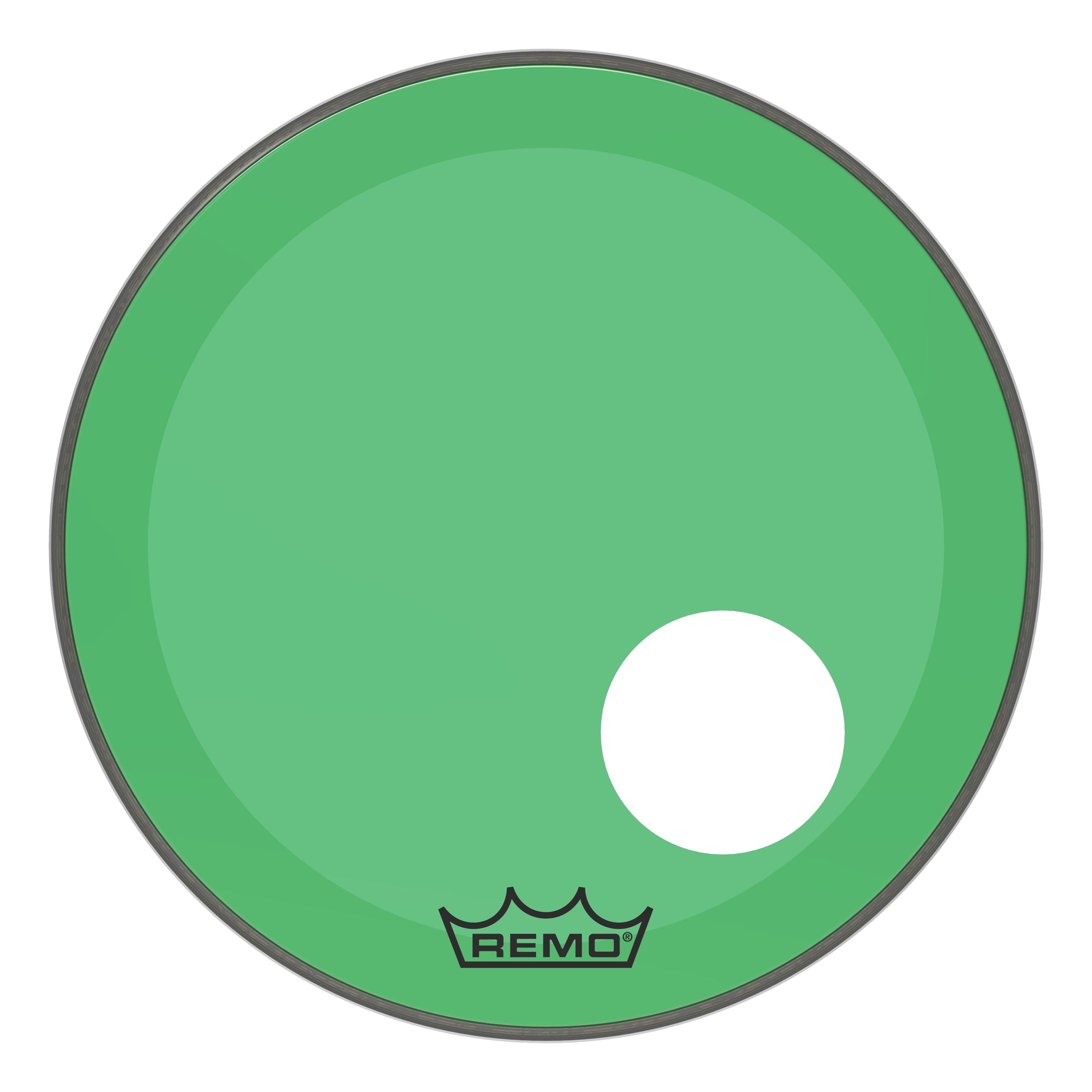 Remo Powerstroke P3 Colortone Green 20 Inch Bass Drum Head w/5" Offset Hole