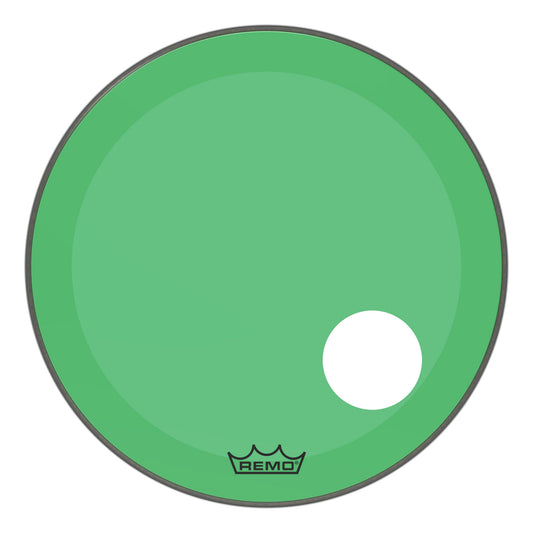 Remo Powerstroke P3 Colortone Green 22 Inch Bass Drum Head w/5" Offset Hole
