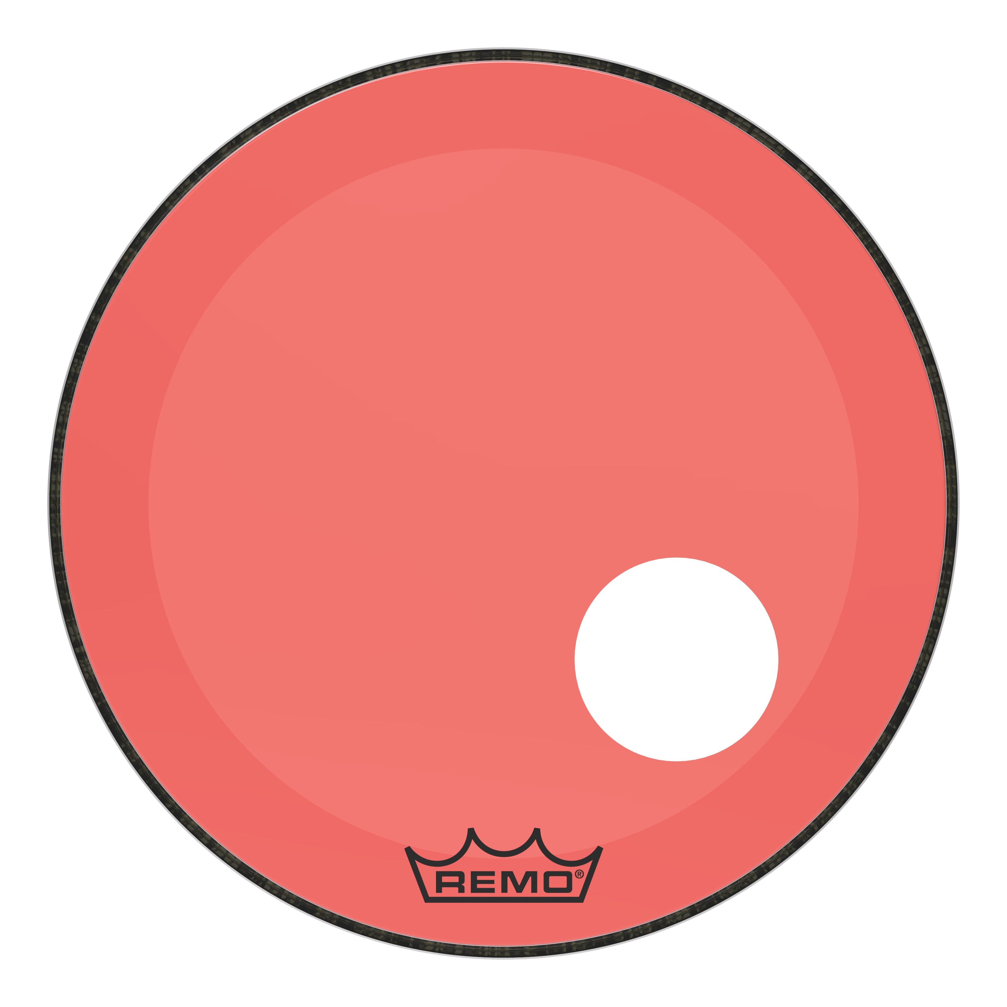 Remo Powerstroke P3 Colortone Red 22 Inch Bass Drum Head w/5" Offset Hole