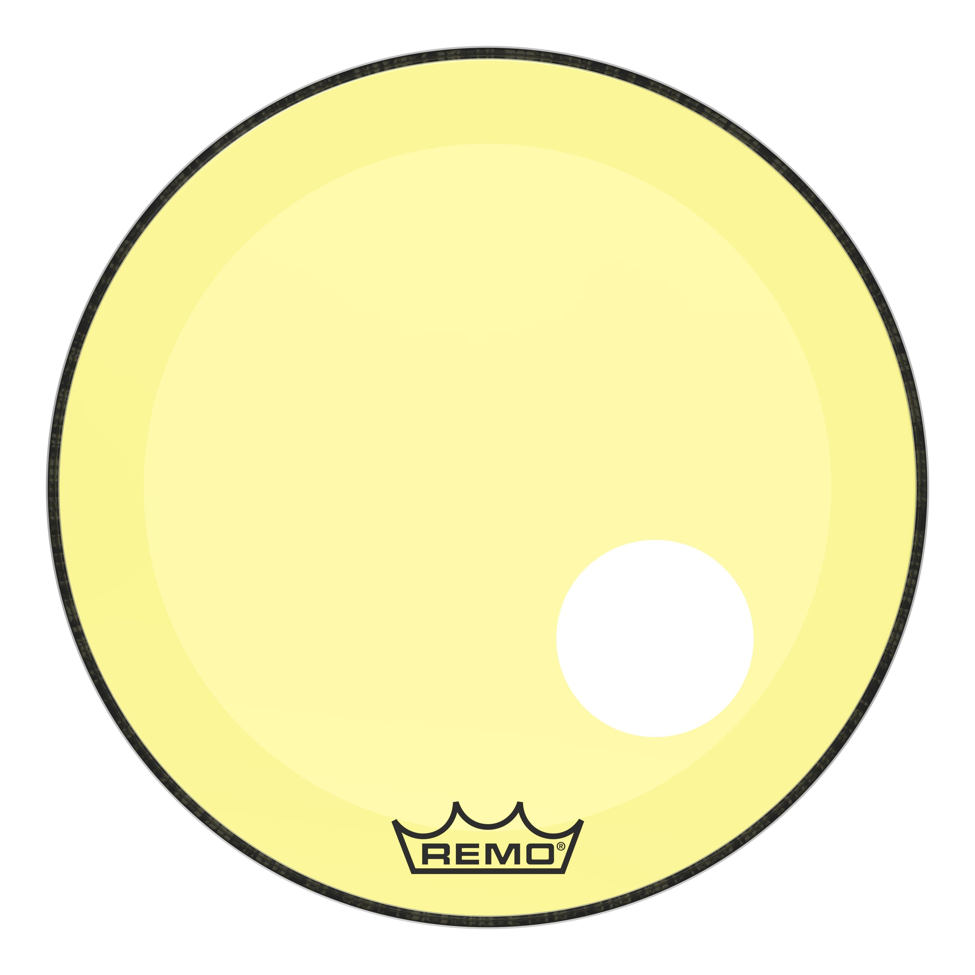 Remo Powerstroke P3 Colortone Yellow 22 Inch Bass Drum Head w/5" Offset Hole