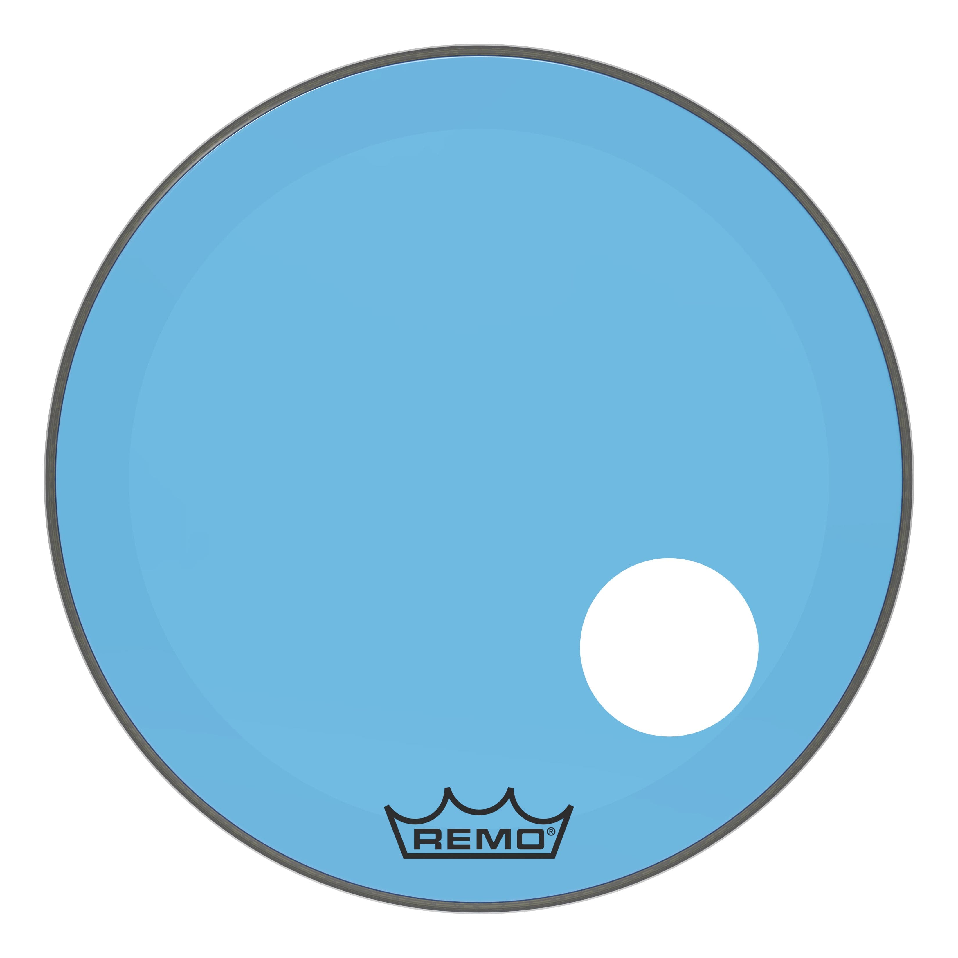 Remo Powerstroke P3 Colortone Blue 24 Inch Bass Drum Head w/5" Offset Hole