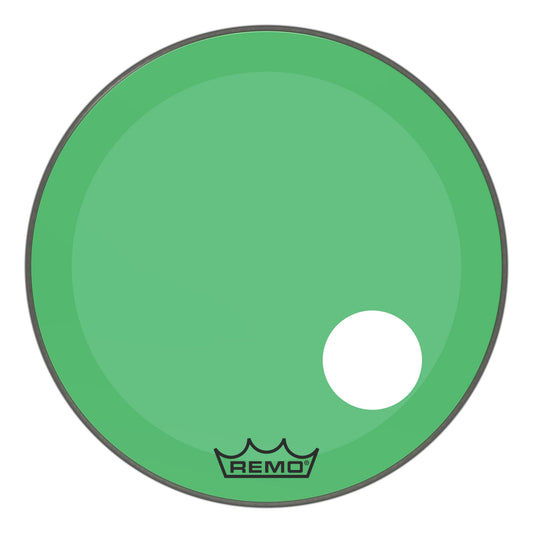 Remo Powerstroke P3 Colortone Green 24 Inch Bass Drum Head w/5" Offset Hole